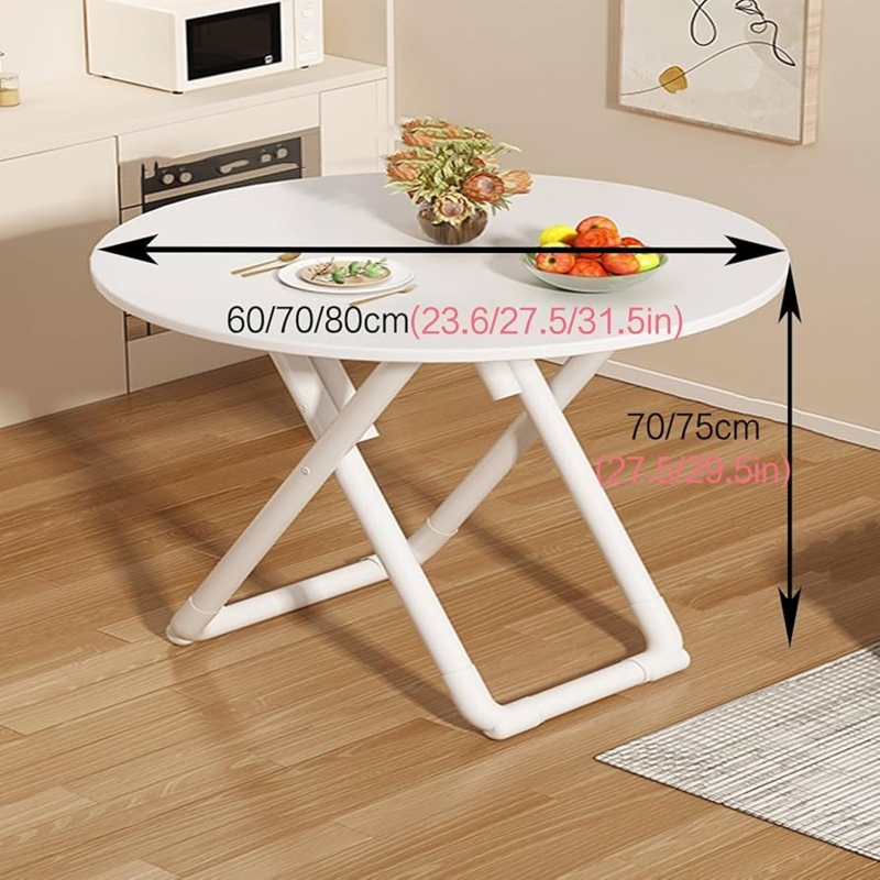 Dining Table with Folding X-Base and White Tubular Frame