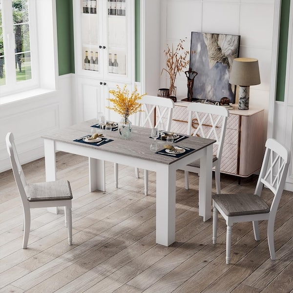 Dining Table Wood Top X-Back Detail Compact Design