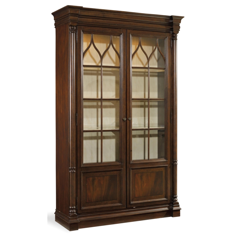 Display Cabinet Classic Mahogany Finish with Arched Muntins