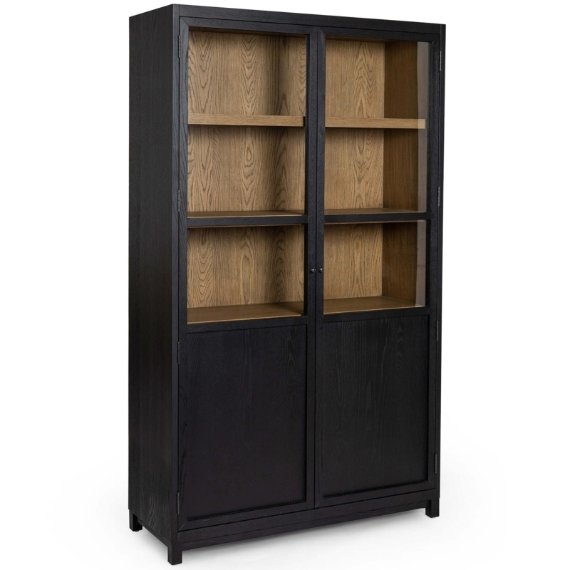 Display Cabinet Drifted Finish Split Glass and Solid Doors Two Tone