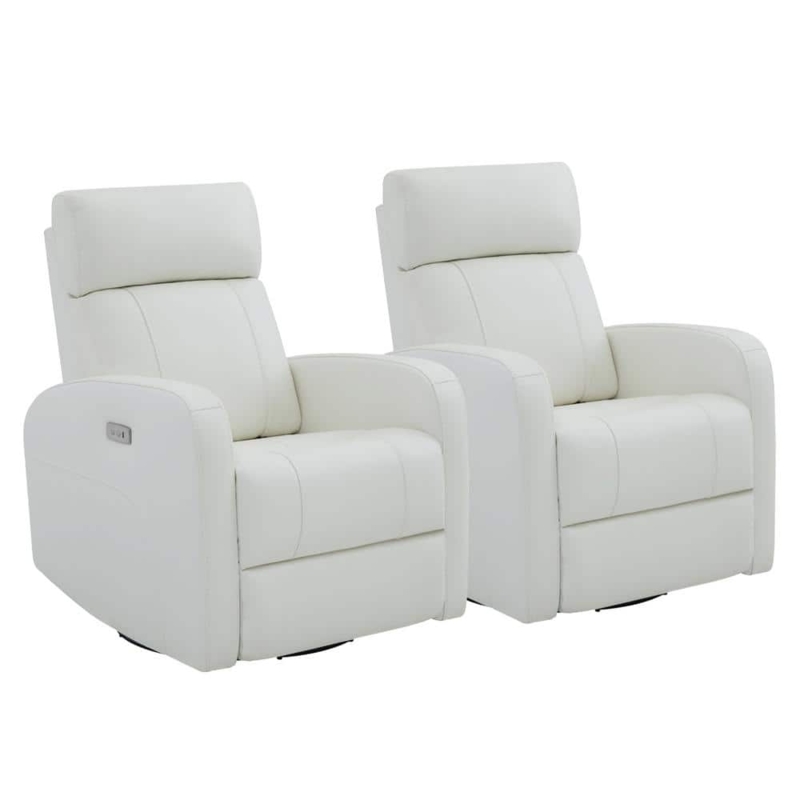 Double Layer Backrest Power Recliner with Sloped Arms, Swivel Glider