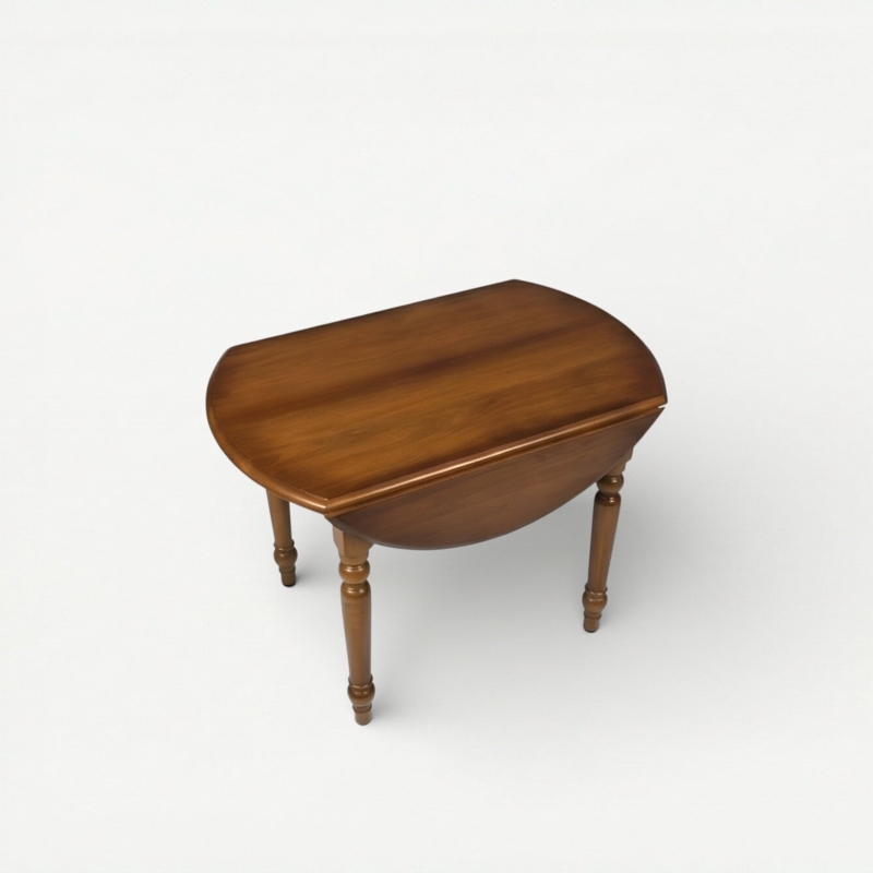 Drop Leaf Table Medium Brown Wood Traditional Turned Legs Rectangular