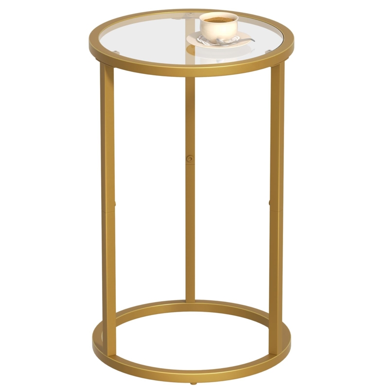 End Table featuring Metal Three-Leg Support and Glass Top
