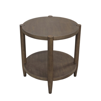 End Table Round Mid-Century Style Natural Wood Grain Tripod Base Tapered Legs