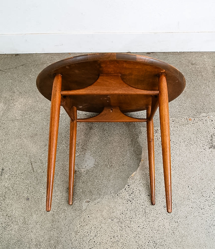 End Table, Sculpted Wood Frame & Tapered Legs, Vintage Walnut Table