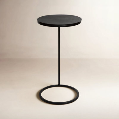 End Table Sculptural Geometric Pedestal Base Natural Wood Round