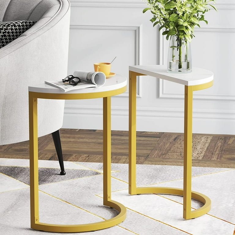 End Table Set featuring Half Circle Tops, Gold C Table Set