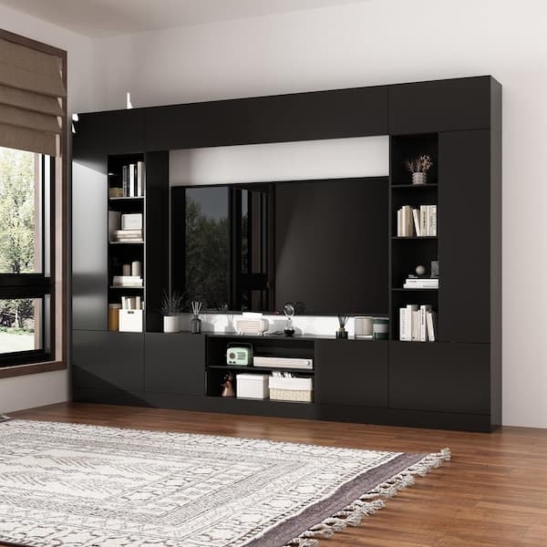 Entertainment Center Handleless Cabinetry Integrated Bookshelves Modern Unit