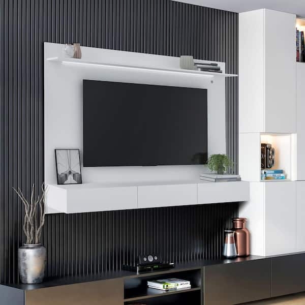 Entertainment Center Wall Mounted TV Stand LED Pull Out Drawers