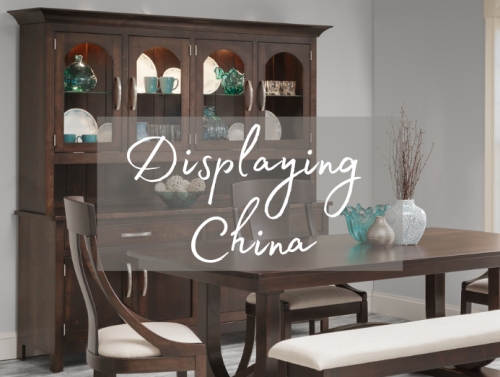 Espresso China Cabinet with Arched Glass Panels and Interior Lighting