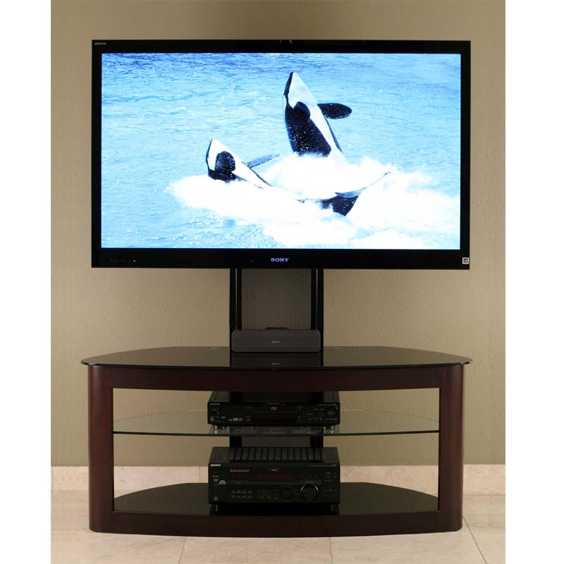 Espresso TV Stand with Mount and Rolling Casters