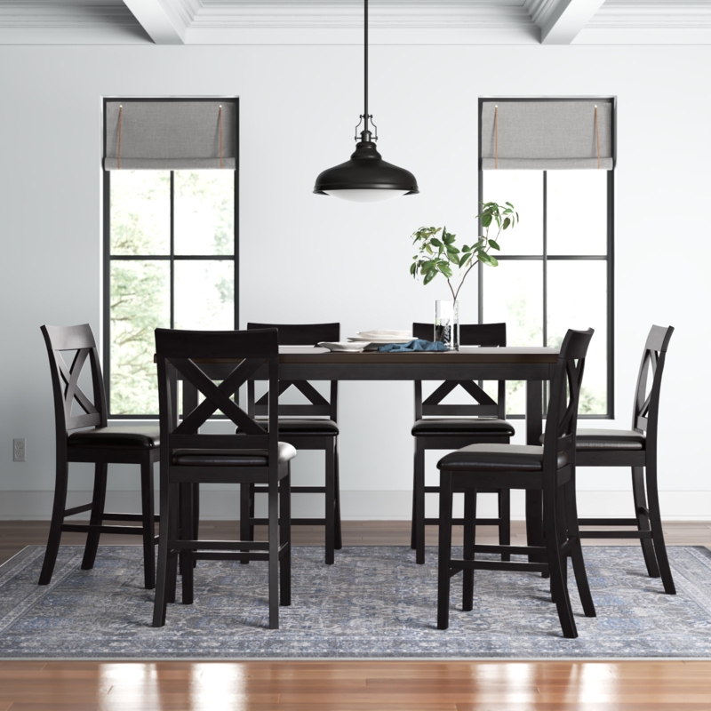 Espresso X-Back Counter Height Dining Set with Faux Leather Seats