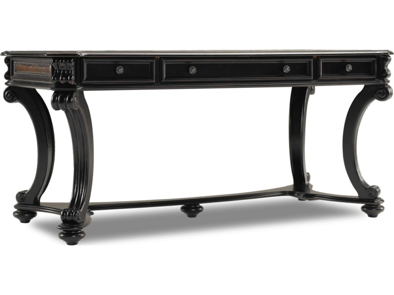 Executive Desk with Integrated Hutch & Glass-Front Cabinets