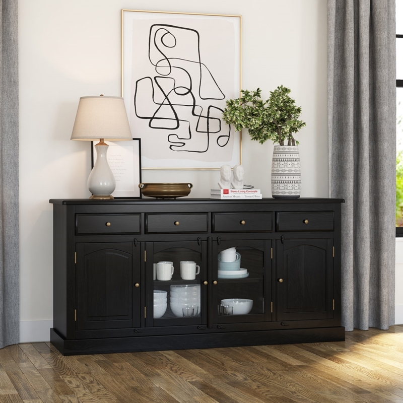 Extra Long Sideboard Central Glass Display Arched Panels