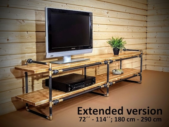 Extra Long Tv Bench with Pipe Frame and Gold Fittings