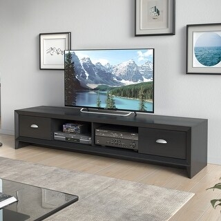 Extra Wide Low Profile TV Stand in Dark Wenge Finish