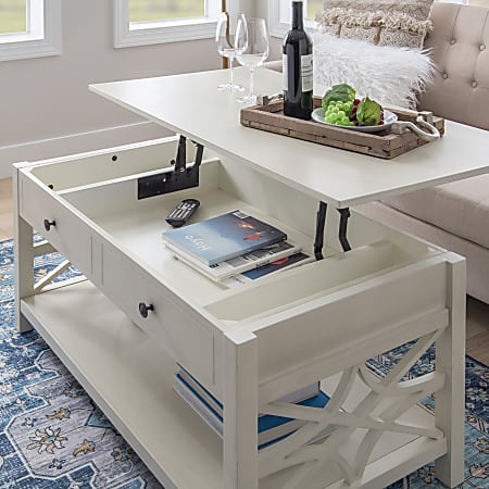 Farmhouse Coffee Table in Antique White with X-Brace Sides