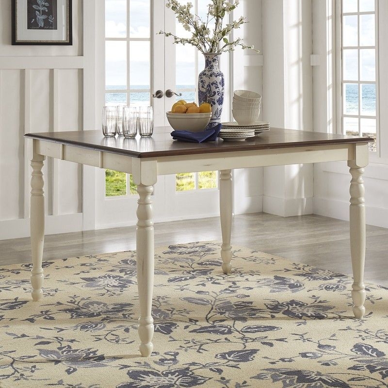 Farmhouse Counter Height Dining Table with Turned Legs, Two Tone