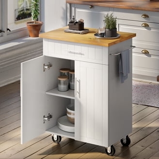 Farmhouse Kitchen Island featuring Beadboard Panels and Wood Toned Top