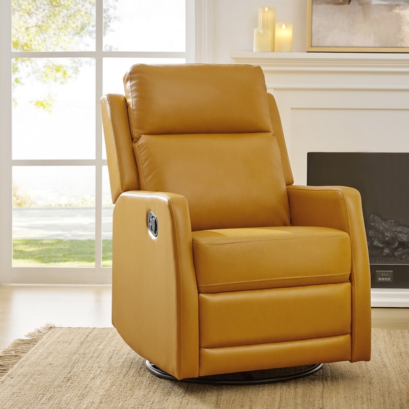 Faux Leather Manual Swivel Recliner with Tiered Backrest