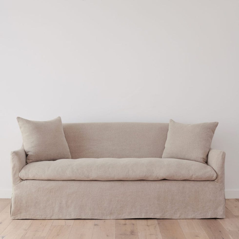 Flax Linen Slipcovered Sofa with Relaxed Minimalist Look