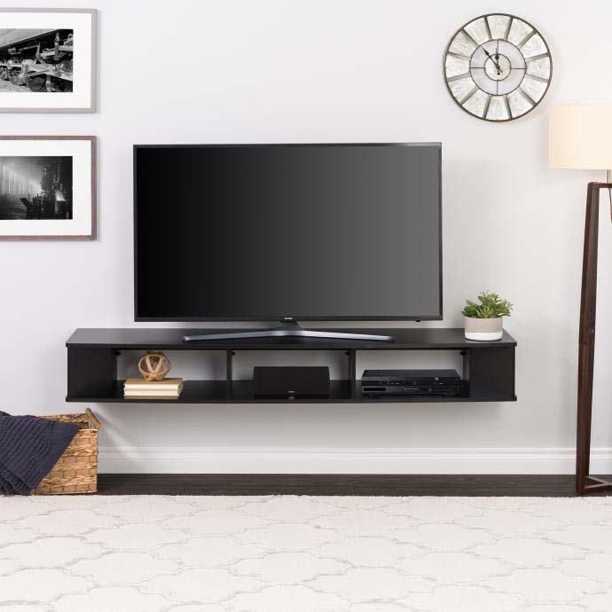 Floating TV Stand featuring a Floating Base and Open Shelving