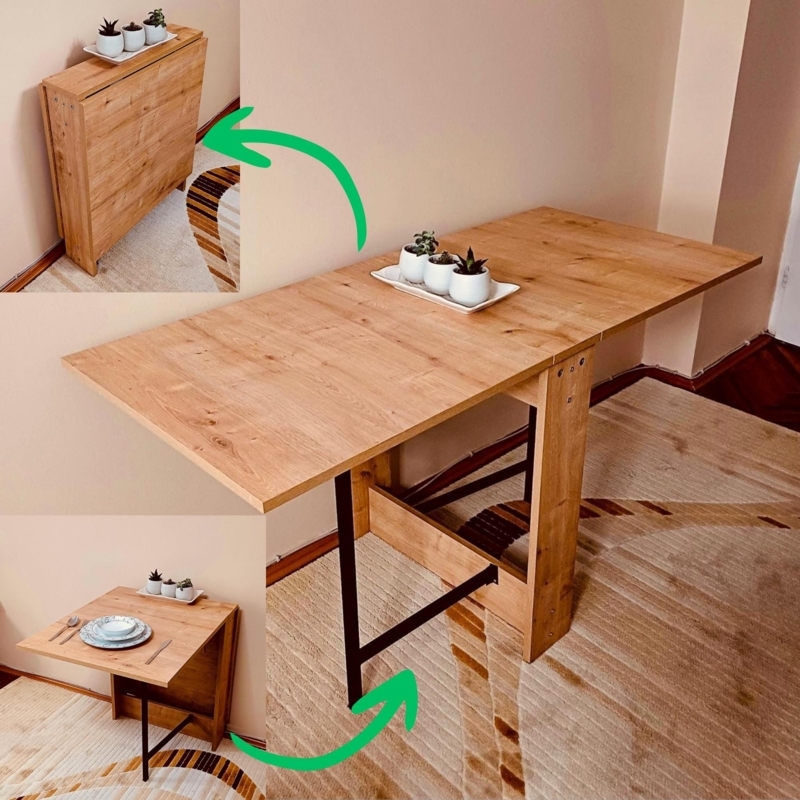 Folding Dining Table Gate Leg Support Collapsible Drop Leaf Console