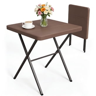 Folding Table Set Collapsible Chocolate Brown Portable Snack Table