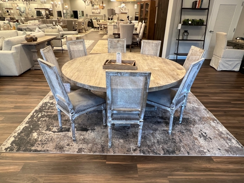 French Country Round Dining Set with Cane Back Chairs