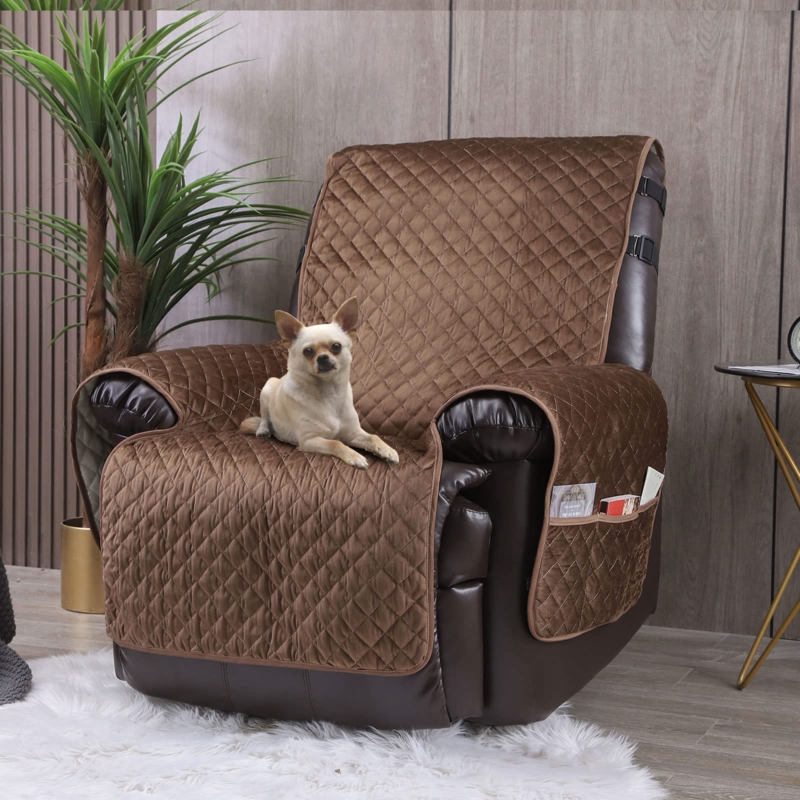 Furniture Cover, Chocolate Velvet-Like Diamond Quilted, with Side Pockets
