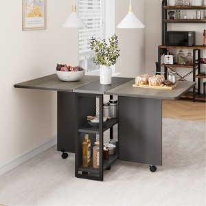 Garvee Folding Dining Table with 2 Tier Storage, Extendable Kitchen Table, Drop  Leaf Table, Rectangle Dining Room Tables Set for 4, Gray : Target