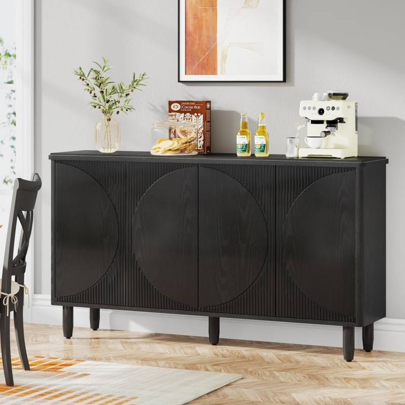 Geometric Buffet featuring Circular Fluted Door Panels