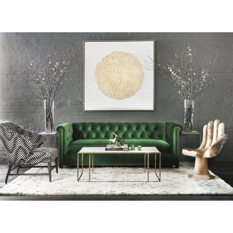 Glam Emerald Velvet Chesterfield Sofa with Tufting