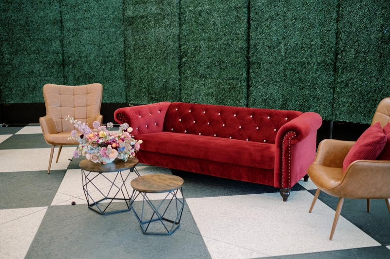 Glam Tufted Sofa for Event Lounge Furniture Rental