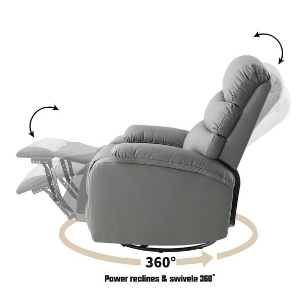 Gray Power Swivel Recliner with Cat Scratch Resistant Fabric Feature