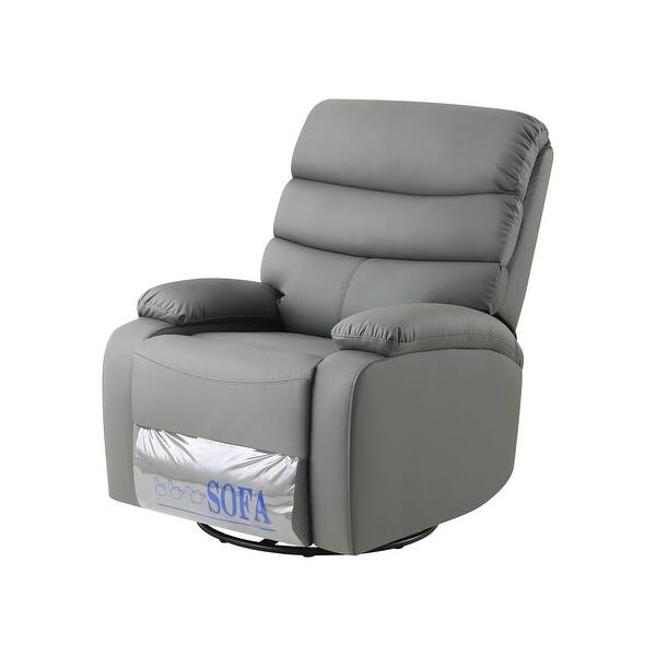 Gray Swivel Rocker Recliner with Padded Pillow Top Arms for Comfort