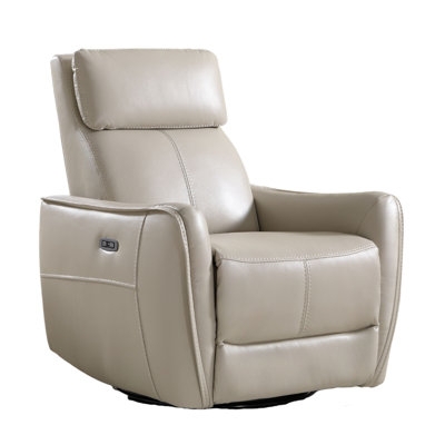Greige Power Recliner Chair with Built-In USB Port and Track Arms