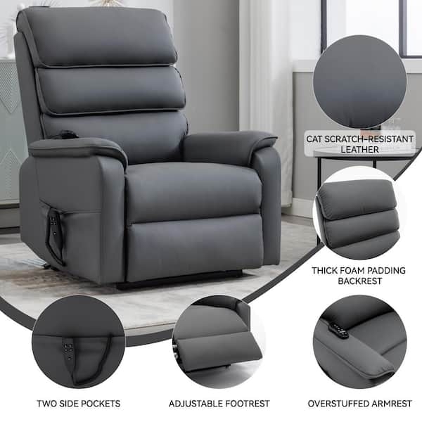 Grey Cat Scratch Resistant Dual Motor Power Lift Recliner