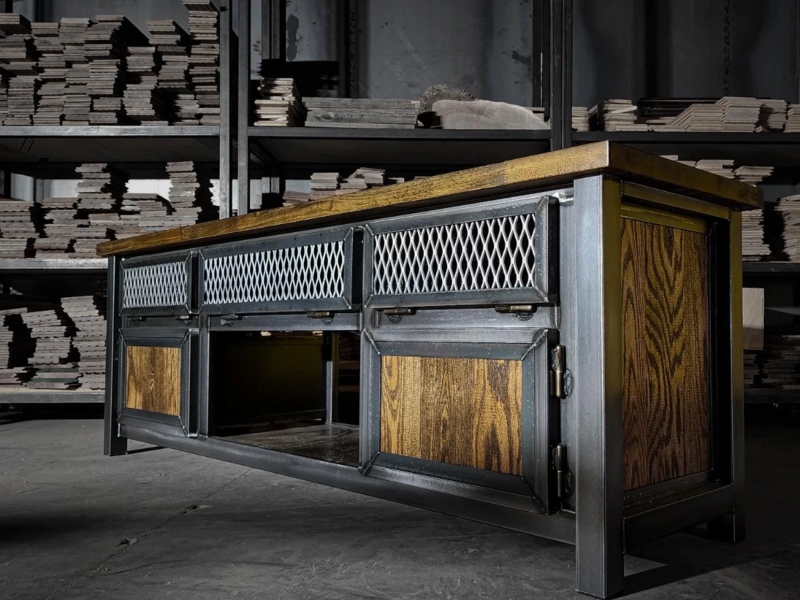Heavy Duty Media Center with Diamond Mesh Doors and Steel