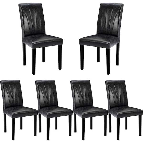 High Back Dining Chairs Leatherette Upholstered Vertical Stitch Detail