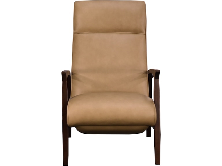 High Leg Recliner Wood Track Arms Tan Leather Retro Style