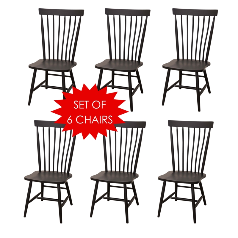 High Spindle Back Dining Chairs Set of 6 Contoured Seat