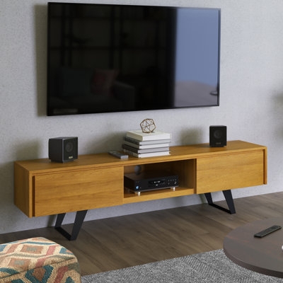 Industrial Modern TV Stand with Angular Black Metal Legs
