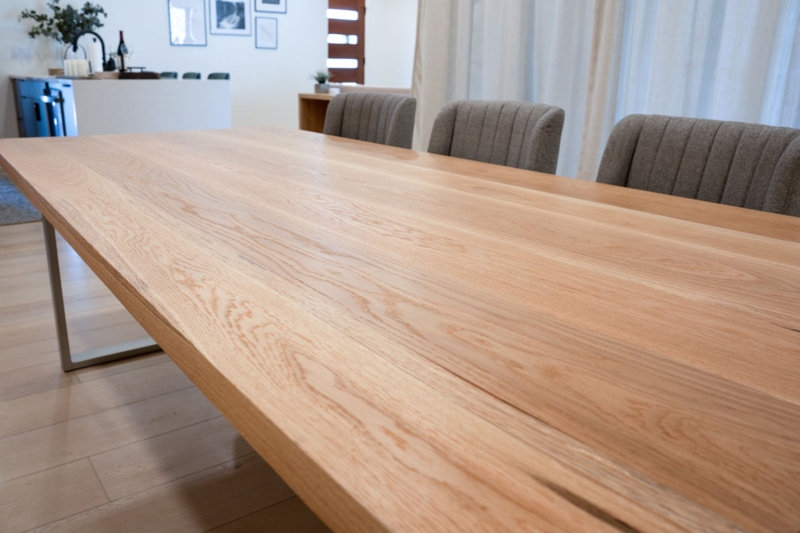 Industrial Style Dining Table with Metal U-Shape Legs