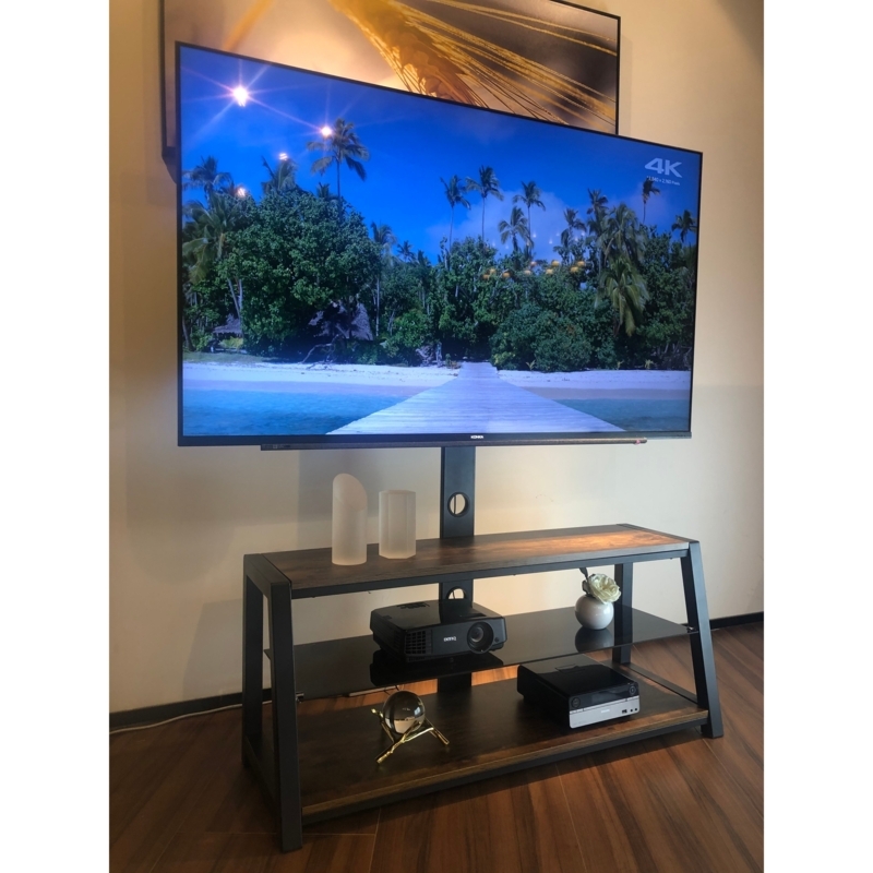 Industrial TV Stand with Mount and A-Frame Metal Sides