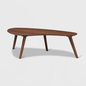 Irregular Shape Coffee Table, Mid-Century Modern Walnut Wood