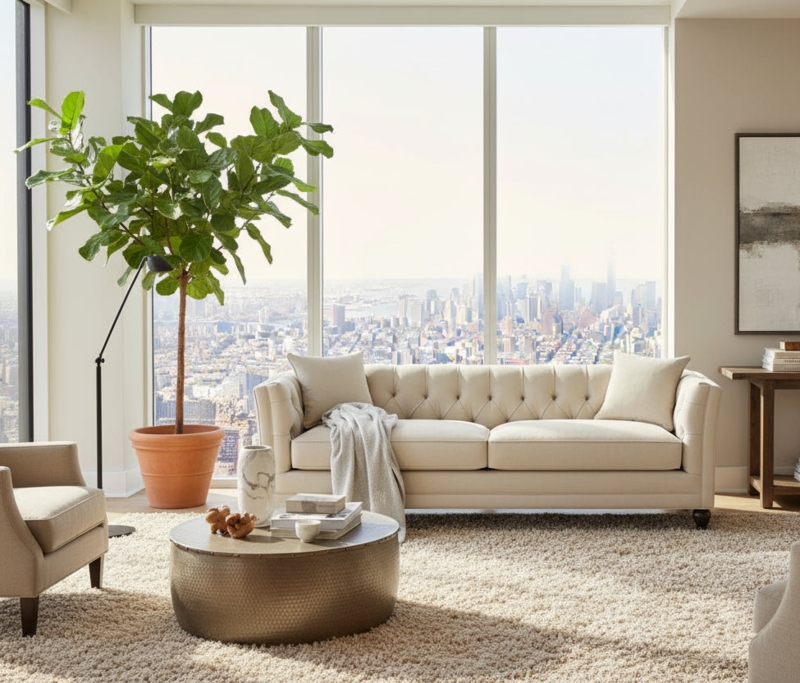 Isadore Designer Style Tufted Back Fabric Sofa Group