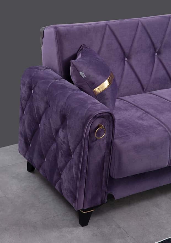 Istanbul Purple Velvet Fabric Sofa at Futonland