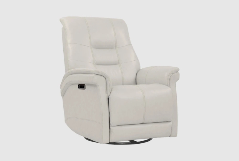 Ivory Power Recliner Chair with Cordless Mechanism and Paneled Back