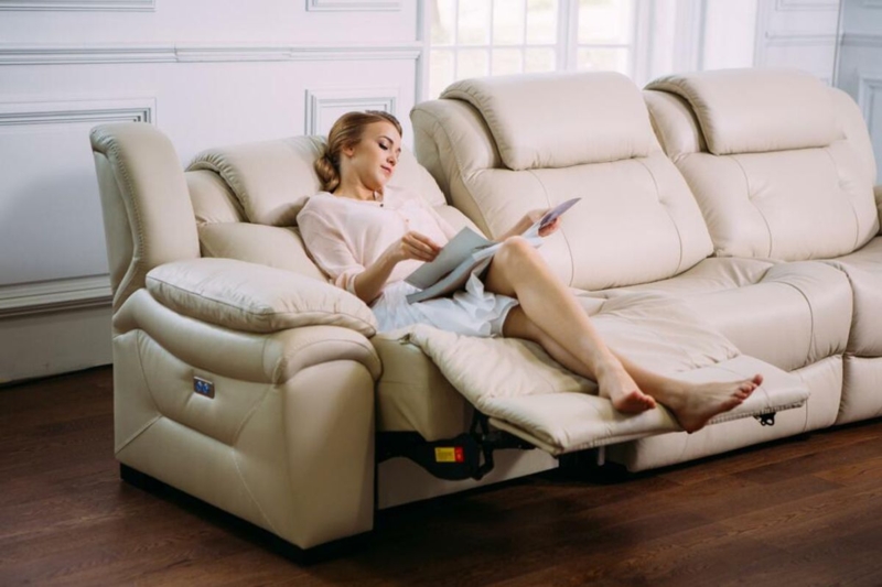 Ivory Reclining Sofa Power Mechanism Side Control Panel